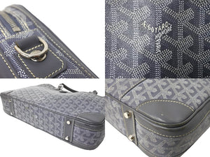 Goyard ゴヤール アンバサードPM ブリーフケース ビジネスバッグ ヘリンボーン グレー シルバー金具 良品 中古 65051