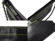Load image into Gallery viewer, CHANEL シャネル チェーンハンドバッグ アクセサリーポーチ ロゴ 9番台 ラムスキン ブラック グリーン 美品 中古 65064