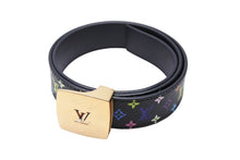 画像をギャラリービューアに読み込む, LouisVuitton ルイヴィトン サンチュールLVカット ベルト M6890 モノグラム ブラック マルチカラー サイズ75/30 美品 中古 65066