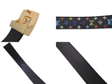 画像をギャラリービューアに読み込む, LouisVuitton ルイヴィトン サンチュールLVカット ベルト M6890 モノグラム ブラック マルチカラー サイズ75/30 美品 中古 65066