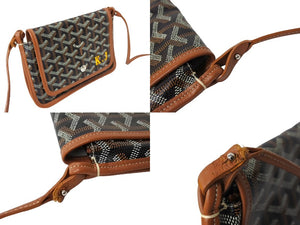 GOYARD ゴヤール プリュメ ポーチウォレット ショルダーバッグ PLUMETPMLTY01CL03P ブラック ブラウン シルバー金具 良品 中古 65075