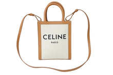 画像をギャラリービューアに読み込む, 新品未使用品 CELINE セリーヌ 2WAYショルダーバッグ 193302BNZ.02NT ミニバーティカルカバ コットンキャンバス レザー ベージュ 中古 65083