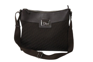 Christian Dior クリスチャンディオール ショルダーバッグ トロッター ブラウン キャンバス レザー シルバー金具 美品 中古 65085