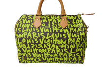 画像をギャラリービューアに読み込む, LOUIS VUITTON ルイヴィトン スピーディ30 ハンドバッグ M93706 モノグラムグラフィティ グリーン PVC ヌメ革 美品 中古 65093