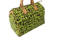 画像をギャラリービューアに読み込む, LOUIS VUITTON ルイヴィトン スピーディ30 ハンドバッグ M93706 モノグラムグラフィティ グリーン PVC ヌメ革 美品 中古 65093