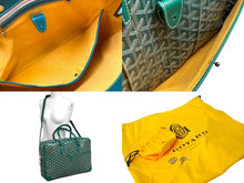 Load image into Gallery viewer, GOYARD ゴヤール アンバサードMM ブリーフケース ビジネスバッグ ヘリンボーン グリーン シルバー金具 美品 中古 65111