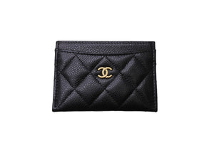 極美品 CHANEL シャネル クラシック カードケース ココマーク キャビアスキン グレインドカーフスキン AP0213 ブラック 中古 65113