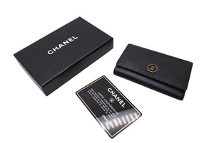 CHANEL シャネル キーケース ココマーク 8番台 2003年 カーフレザー ブラック ゴールド金具 美品 中古 65115