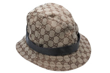 画像をギャラリービューアに読み込む, GUCCI グッチ バケットハット 023441 XM116 サイズXL GG柄 キャンバス レザー ベージュ ブラウン 帽子 総柄 良品 中古 65127