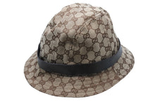 画像をギャラリービューアに読み込む, GUCCI グッチ バケットハット 023441 XM116 サイズXL GG柄 キャンバス レザー ベージュ ブラウン 帽子 総柄 良品 中古 65127