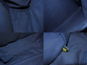 CHANEL シャネル パンチングレザー チェーン トートバッグ ココマーク 17番台 ブルー シルバー金具 ロゴ 肩掛け 美品 中古 65149