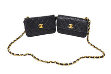 画像をギャラリービューアに読み込む, CHANEL シャネル マトラッセ チェーンショルダーダブルバッグ 5番台 ラムスキン ブラック ゴールド金具 美品 中古 65153