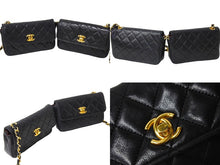 画像をギャラリービューアに読み込む, CHANEL シャネル マトラッセ チェーンショルダーダブルバッグ 5番台 ラムスキン ブラック ゴールド金具 美品 中古 65153