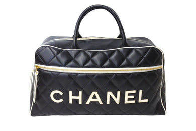 CHANEL シャネル ボストンバッグ A05943 3番台 ココマーク カーフスキン ブラック キルティング ロゴ 美品 中古 65155