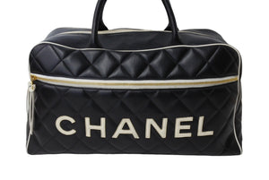 CHANEL シャネル ボストンバッグ A05943 3番台 ココマーク カーフスキン ブラック キルティング ロゴ 美品 中古 65155