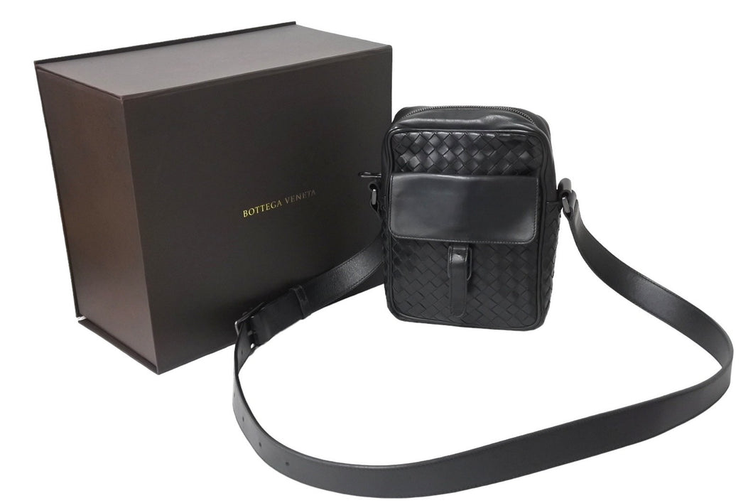 BOTTEGAVENETA ボッテガヴェネタ ショルダーバッグ イントレチャート 113092 V4651 1000 ブラック レザー 美品 中古 65161