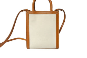 極美品 CELINE セリーヌ 2WAYショルダーバッグ ミニバーティカルカバ 193302BNZ.02NT コットンキャンバス レザー ベージュ 美品 中古 65177