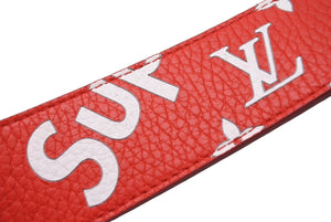 極美品 LOUIS VUITTON ルイヴィトン SUPREME シュプリーム ベルト モノグラム サンチュール SV金具 95/38 レッド ホワイト 全長111cm MP015 65181