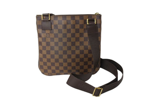 極美品 LOUIS VUITTON ルイ ヴィトン ダミエ ポシェット ボスフォール ショルダーバッグ N51111 キャンバス ブラウン 中古 65183