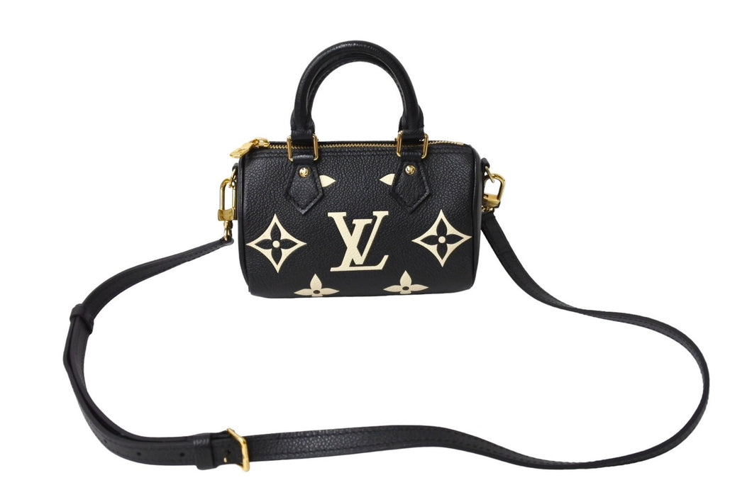 LOUISVUITTON ルイヴィトン ナノ スピーディ バイカラー 2WAYショルダーバッグ M81456 ICタグ ブラック ベージュ 美品 中古 65196