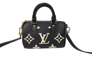 LOUISVUITTON ルイヴィトン ナノ スピーディ バイカラー 2WAYショルダーバッグ M81456 ICタグ ブラック ベージュ 美品 中古 65196