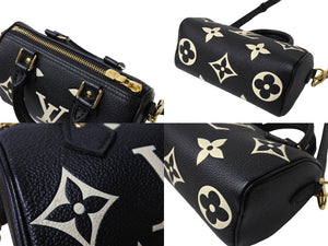 LOUISVUITTON ルイヴィトン ナノ スピーディ バイカラー 2WAYショルダーバッグ M81456 ICタグ ブラック ベージュ 美品 中古 65196