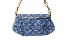 画像をギャラリービューアに読み込む, LOUIS VUITTON ルイヴィトン ミニプリーティ ハンドバッグ M95050 モノグラム デニム レザー ゴールド金具 美品 中古 65199