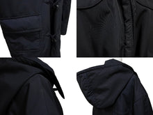 画像をギャラリービューアに読み込む, HERMES エルメス コート ジャケット フード付き フランス製 ナイロン ポリエステル ウール ブラック サイズ50 美品 中古 65205
