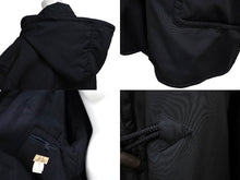 Load image into Gallery viewer, HERMES エルメス コート ジャケット フード付き フランス製 ナイロン ポリエステル ウール ブラック サイズ50 美品 中古 65205