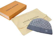 画像をギャラリービューアに読み込む, LouisVuitton ルイヴィトン ボネ プティ ダミエ ニット帽 M70606 イタリア製 ウール ポリウレタン グレー 美品 中古 65206