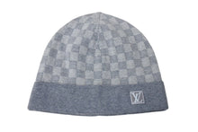 画像をギャラリービューアに読み込む, LouisVuitton ルイヴィトン ボネ プティ ダミエ ニット帽 M70606 イタリア製 ウール ポリウレタン グレー 美品 中古 65206