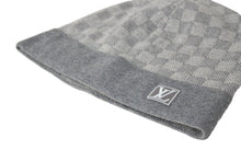 画像をギャラリービューアに読み込む, LouisVuitton ルイヴィトン ボネ プティ ダミエ ニット帽 M70606 イタリア製 ウール ポリウレタン グレー 美品 中古 65206