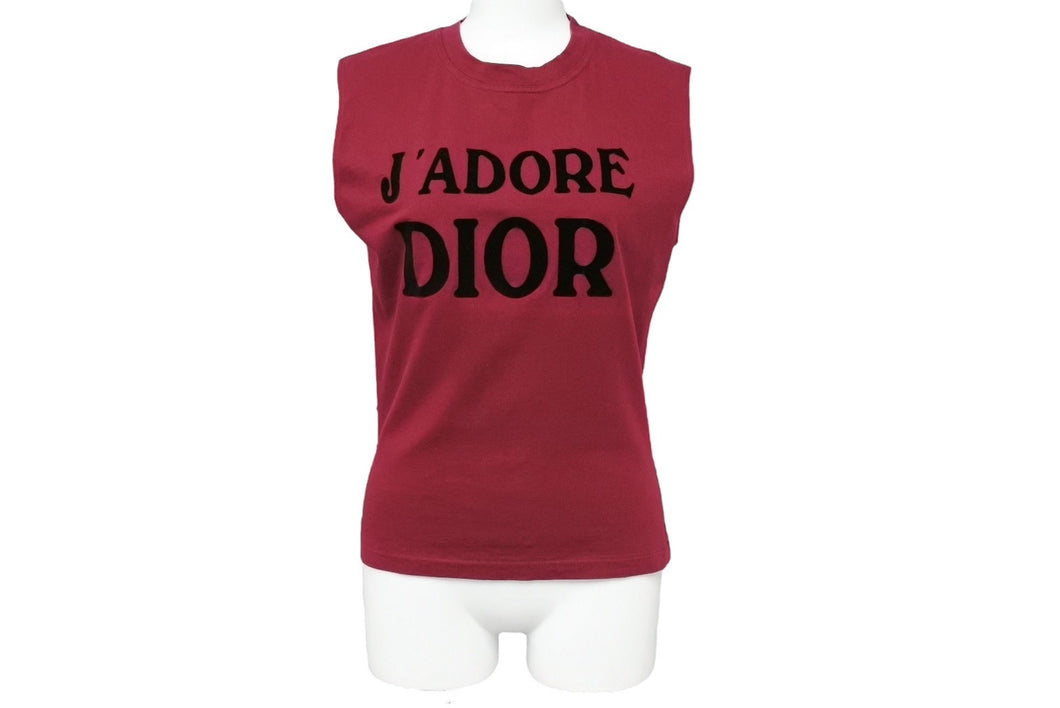 極美品 Christian Dior クリスチャンディオール ノースリーブ 1H12055300 サイズ40 バーガンディー コットン 中古 65211