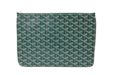 Load image into Gallery viewer, 新品未使用 GOYARD ゴヤール セナ MM クラッチバッグ SENAT2MMLTY09CL09P レザー PVC グリーン シルバー金具 中古 65239