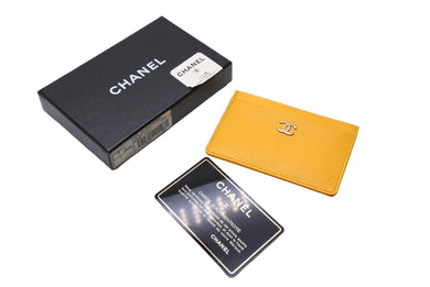 CHANEL シャネル カードケース ココマーク 6番台 2000年 イエロー レザー ゴールド金具 フランス製 中古 65268
