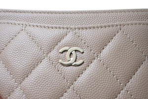 極美品 CHANEL シャネル カードケース ココマーク シリアルランダム キャビアスキン ベージュ ゴールド金具 中古 65269