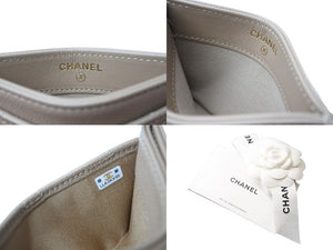 極美品 CHANEL シャネル カードケース ココマーク シリアルランダム キャビアスキン ベージュ ゴールド金具 中古 65269