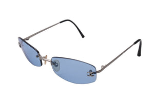 Chanel 濃紺 サングラス　美品 極美品 CHANEL シャネル サングラス 眼鏡 ココマーク リムレス フチ