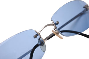 極美品 CHANEL シャネル サングラス 眼鏡 ココマーク リムレス フチなし 4002 サイズ54□19 130 ブルー 中古 65272