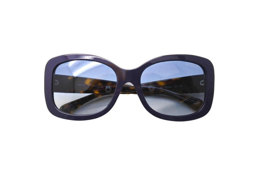 CHANEL シャネル サングラス 眼鏡 ココマーク 5322-A サイズ57□18 135 ネイビー パープル 美品 中古 65277