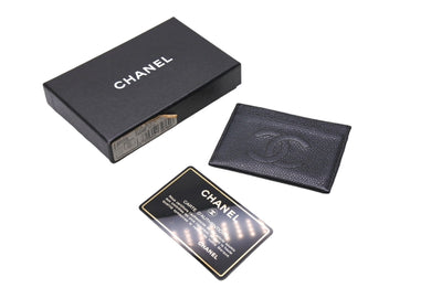 CHANEL シャネル ココマーク カードケース 6番台 フランス製 キャビアスキン ブラック 良品 中古 65279