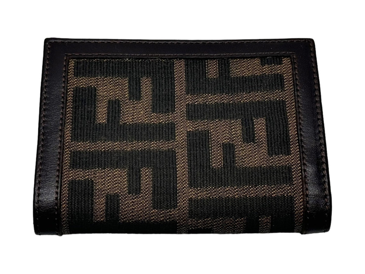 極美品 FENDI フェンディ 二つ折り財布 コンパクト レザ― キャンバス
