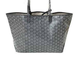 新品同様 GOYARD ゴヤール サン ルイPM トートバッグ STLOUIPMLTY51CL51P レザー PVC ヘリンボーン グレー 中古 65297