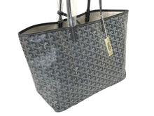 画像をギャラリービューアに読み込む, 新品同様 GOYARD ゴヤール サン ルイPM トートバッグ STLOUIPMLTY51CL51P レザー PVC ヘリンボーン グレー 中古 65297