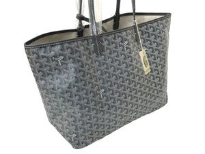 新品同様 GOYARD ゴヤール サン ルイPM トートバッグ STLOUIPMLTY51CL51P レザー PVC ヘリンボーン グレー 中古 65297