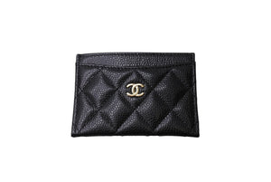 未使用品 CHANEL シャネル クラシック カードケース ココマーク キャビアスキン グレインドカーフスキン AP0213 ブラック ゴールド 中古 65302