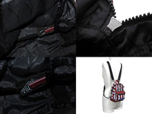 Load image into Gallery viewer, KENZO ケンゾー リュック バックパック タイガーモチーフ ストライプ 刺繍ロゴ ブルー バーガンディ グレー シルバー金具 良品 中古 65307