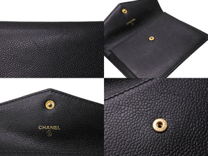 CHANEL シャネル コインケース カードケース ココマーク 5番台 1998年 キャビアスキン ブラック ゴールド金具 美品 中古 65316