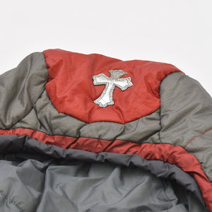 THE NORTH FACE ザノースフェイス クロムハーツカスタム リメイク クロスパッチ セメタリークロスパッチ 寝袋 寝具 レッド グレー 美品 中古 4a006532