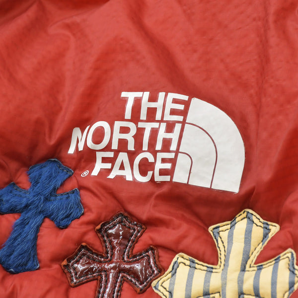 THE NORTH FACE ザノースフェイス クロムハーツカスタム リメイク クロスパッチ セメタリークロスパッチ 寝袋 寝具 レッド グレー 美品 中古 4a006532